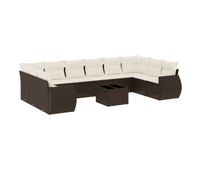 vidaxl set de sofas de jardin 11 pzas cojines ratan sintetico marron