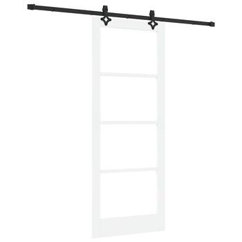 Puerta Corredera 83 X 211 Cm Madera De Pino Maciza Y Vidrio Vidaxl