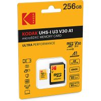 kodak ultra perfomance tarjeta de memoria microsdxc 256gb uhs-i u3 v30 a1 con adaptador
