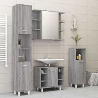 vidaxl set de armario de bano 4 pzas madera contrachapada gris sonoma