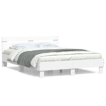 Cama Matrimonial | Cama Para Adultos | Estructura Cama Con Cabecero Madera Ingeniería Blanco 140x190cm
