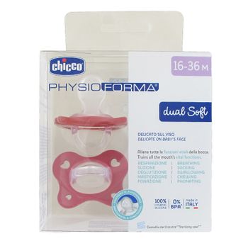 Chupete Chicco Physioforma Dual Soft Rosa/Rojo 16-36M 2 UD