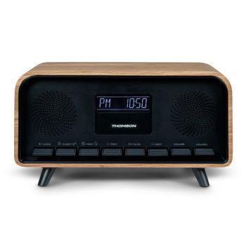 Thomson RT850BT Radio Despertador y Altavoz Bluetooth 30W Madera