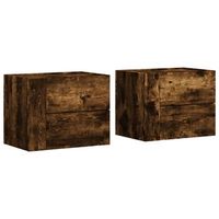 mesitas de noche de pared 2 uds color roble ahumado 45x30x35 cm vidaxl