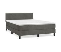 cama box spring con colchon terciopelo gris oscuro 140x200 cm diseno plano