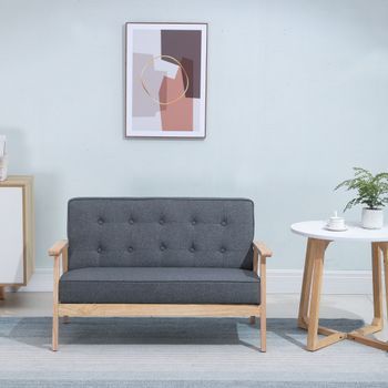 Sofá De 2 Plazas De Madera Poliéster Espuma Homcom 113x67x78cm-gris