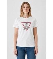 guess para mujer w5yi38i3z14 camiseta triangulo con perlas blanco m casual algodon manga corta