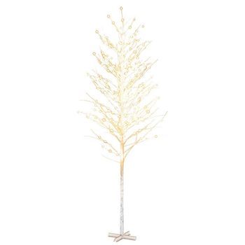 Abedul Artificial Blanco Con 672 Leds Blanco Cálido 400 Cm Vidaxl