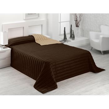 Colcha Bicolor Multiuso Tutto 300x270 Cm - Chocolate/tierra (disponible En Varias Medidas Y Colores) - Cama 200