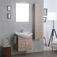composicion de bano suspendida de 5831 cm con columna roble natural  facile