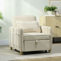 sofa cama individual de poliester homcom 74x855x82 cm beige