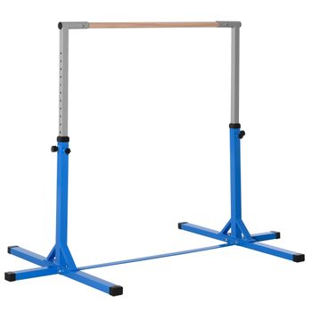 HOMCOM Barra de Gimnasia para Niños de +3 Años Barra de Entrenamiento Altura Ajustable 92-150 cm Carga 75 kg 194x121x150cm Azul   Aosom España