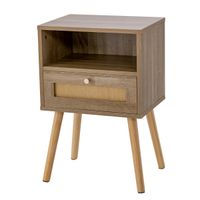 costway juego de 1 mesitas de noche de ratan con cajon mesa decorativa multifuncional para sala de estar dormitorio 40 x 30 x 605 cm natural