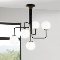 plafon de techo moteo negro-oro 5 luces