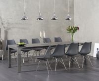 joseph dark grey high gloss extending table with celine chrome leg chairs