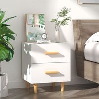 mesita de noche - mueble de dormitorio - madera contrachapada y eucalipto - blanco 40x35x475cm