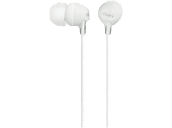 Auriculares de botón - Sony MDR-EX15LPW, 8Hz 22.000Hz, 100dB/mW, Botón, Tapones Silicona, Iman Neodimio, Blanco