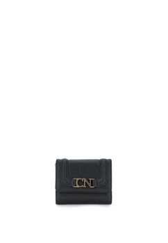 cartera pequeña con solapa, marco aplicado en relieve y logo black taglia unica