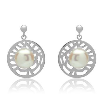 Pendientes con perlas plata rodiado