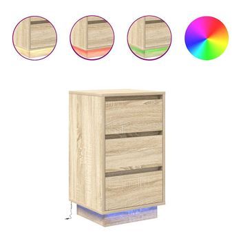 Mesilla De Noche Con Luces Led Roble Sonoma 38x34x65 Cm Vidaxl
