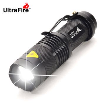 Linterna UltraFire SK68 EDC con 1 o 3 modos, batería AA opcional, linterna pequeña recargable 14500 con clip y zoom, linterna pequeña de bolsillo para acampar, senderismo y uso diario