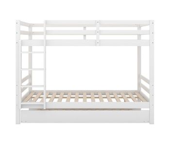 Litera 2x140x200cm con cama nido 90x190cm - con barandilla y escalera - blanco