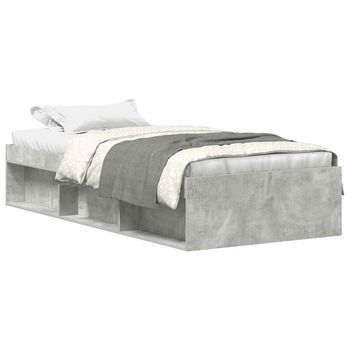 Cama Individual | Cama Para Adultos | Estructura De Cama Gris Hormigón 75x190 Cm