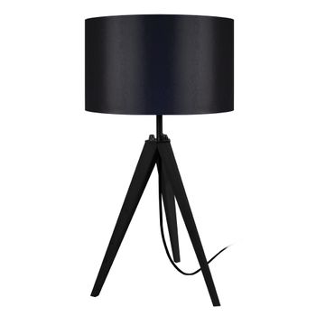 Lámpara de trípode madera negro pantalla negro