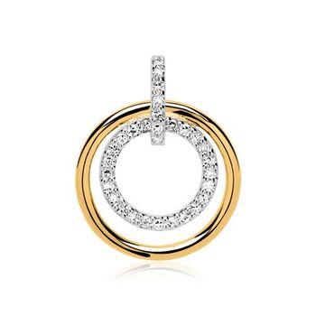 Colgante círculos 14 quilates oro diamante