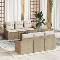 juego de sofa de jardin de 7 piezas con cojines beige poliratan v1976 unico  beige