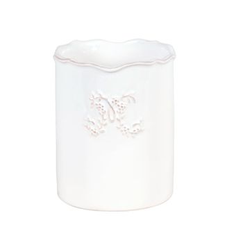 Vaso de loza blanca con relieve