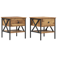 pack 2 uds mesas de noche  mesilla de noche  cabinete de noche madera vieja 40x42x45 cm madera ingienerizada cfw49167