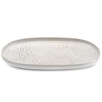 Plato oval para steak o hamburguesa (lote de 4) gres beige texturizad