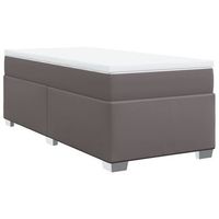 cama individual  cama de adulto  cama box spring con colchon cuero sintetico gris 90x190 cm