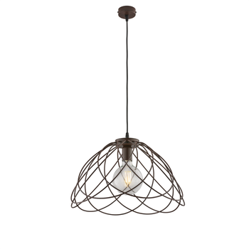 Lámpara De Araña Pagoda En Hierro Lacado En Negro Con Dec. Efecto Óxido Con Cable Eléctrico Regulable 1 Luz 132 Ø45 Bl298-s1-rg