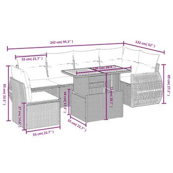 Conjunto De Sofás De Patio (incluye Cojines, Juego De 7 Piezas)