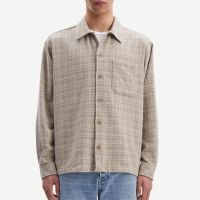 samsoe samsoe castor cotton-blend flannel shirt - s