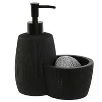 dosificador de jabon con estropajero de resina negro mate 185 cm