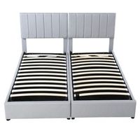 cama canape tapizada en tejido de lino 180x200cm convertible en 2 camas individuales gris