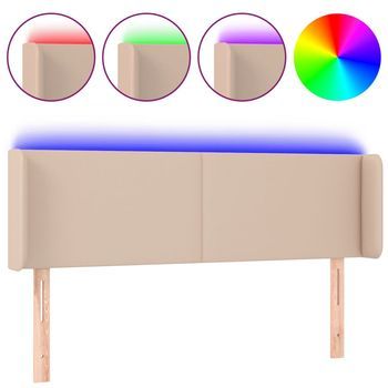 Cabecero Con Led Cuero Sintético Capuchino 147x16x78/88 Cm Vidaxl