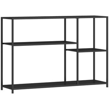 HOMCOM Mesa consola estrecha de 4 niveles estilo industrial estructura de acero, 110x30x75 cm, Negro