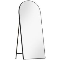 homcom espejo de cuerpo entero 180x80 cm marco de aluminio independiente apoyado y de pared negro   aosom espana