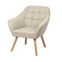 sillon de tela beige con patas de madera - 74x70xh85 cm altura del asiento 43 cm - coleccion arctika