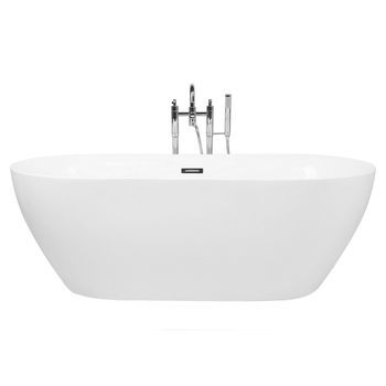 Bañera Independiente De Acrílico Sanitario Blanco Brillante Individual 160 X 75 Cm Ovalada Estilo Moderno Carrera