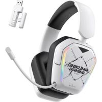 auriculares onikuma gt883 inalambricos bluetooth y cable over ear para gaming blancos