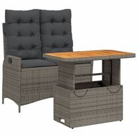conjunto comedor jardin jardin 2 uds  mueble jardin mesa y sillas con cojines ratan sintetico gris