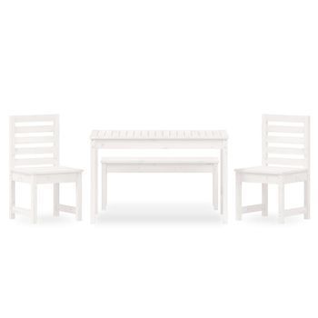 Juego De Comedor De Jardín 4 Uds Madera Maciza Pino Blanco Cfw399812