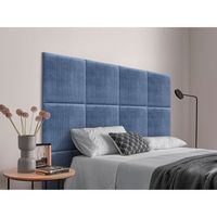 dhome cabecero tapizado para camas de 80cm compuesto de paneles autoadhesivos intercambiables de pana premium cama lujo dormitorio acolchado azul