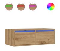 mueble de tv con luces led roble artisan 75x355x25 cm