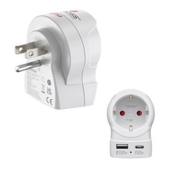 Adaptador de Viaje Hama EU a US con 2 Puertos USB